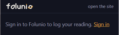 Extension popup saying: sign in to Folunio to log your reading.